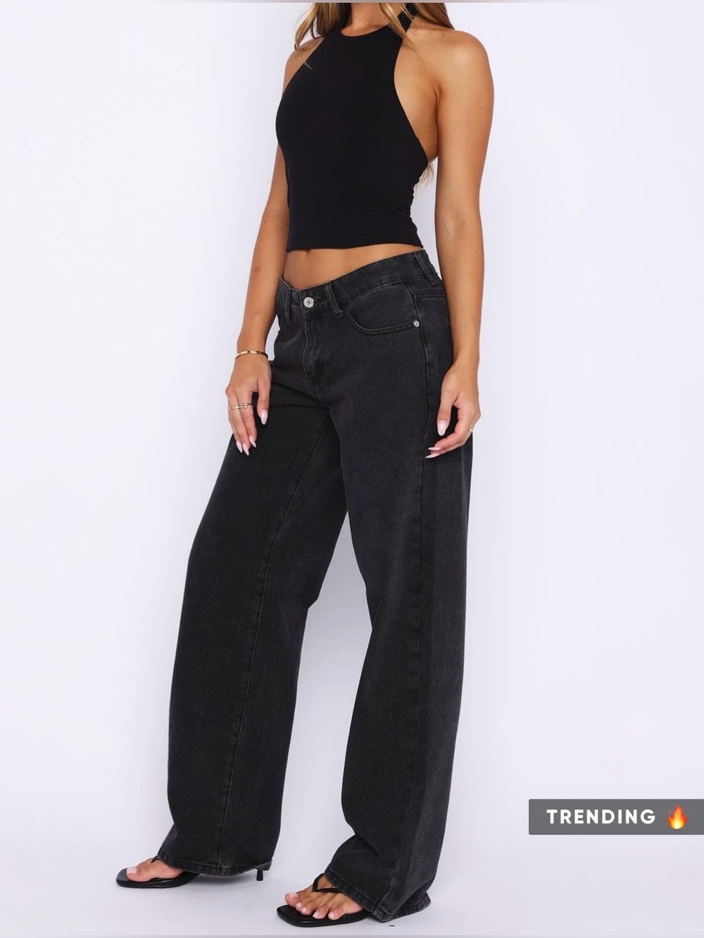 Women’s - low rise , acid wash, Black Denim Jeans
